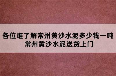 各位谁了解常州黄沙水泥多少钱一吨 常州黄沙水泥送货上门